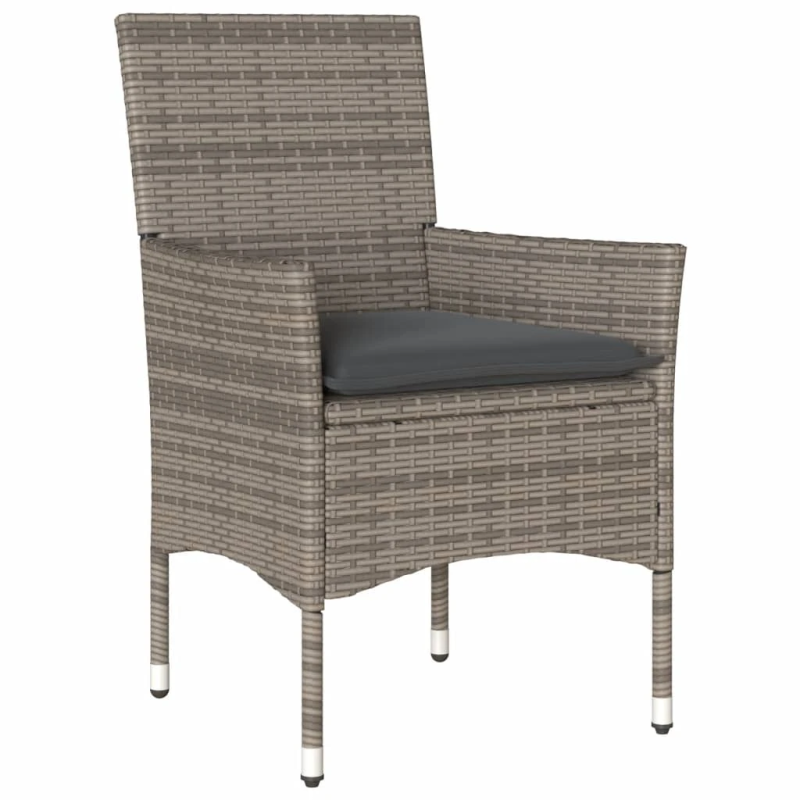 vidaXL 9-daļīgs dārza mēbeļu komplekts, matrači, pelēka PE rotangpalma