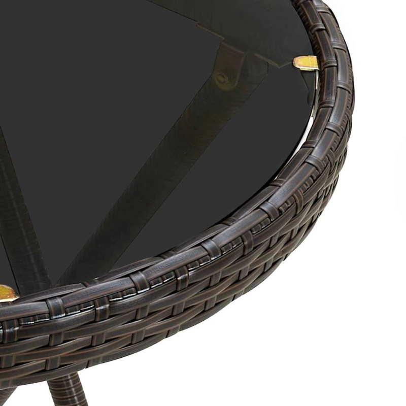 vidaXL 3-daļīgs bistro mēbeļu komplekts, matrači, brūna PE rotangpalma