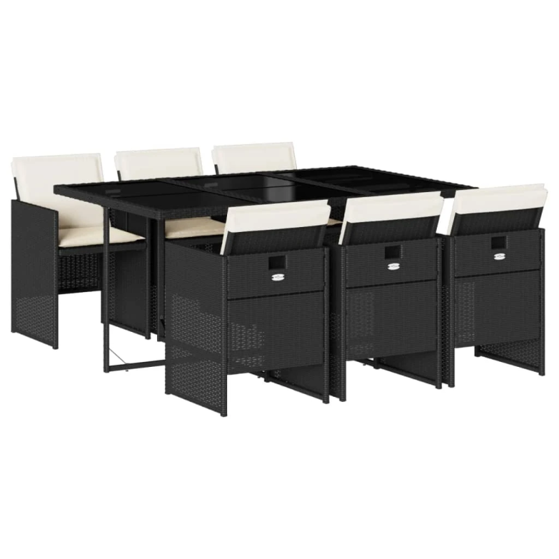 vidaXL 7-daļīgs dārza mēbeļu komplekts ar matračiem, PE rotangpalma