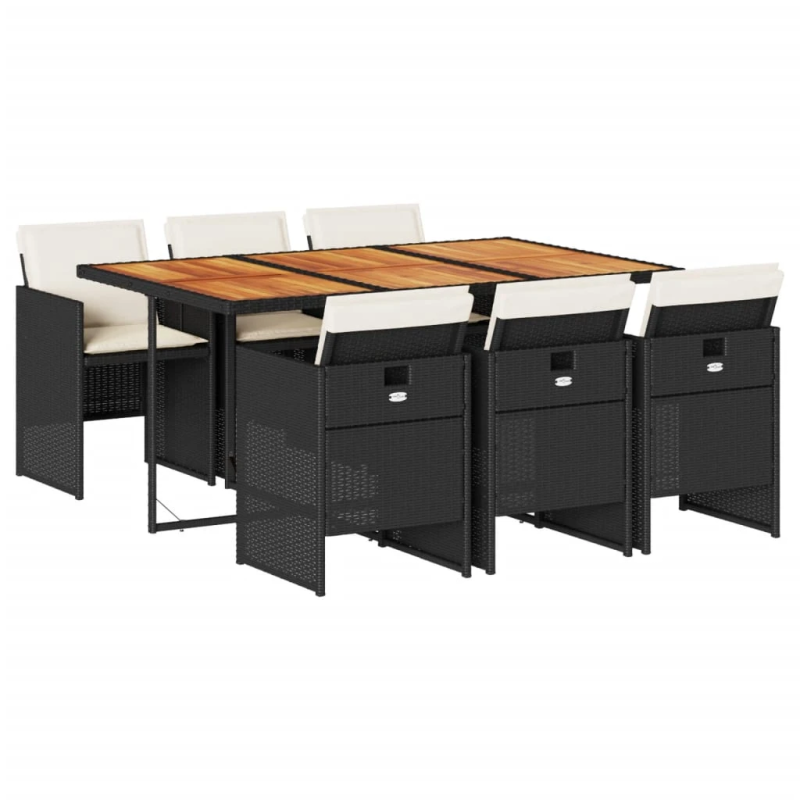 vidaXL 7-daļīgs dārza mēbeļu komplekts ar matračiem, PE rotangpalma