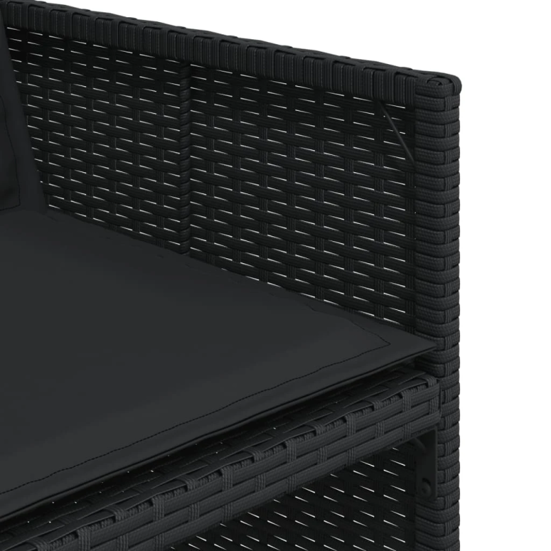 vidaXL 9-daļīgs dārza mēbeļu komplekts, matrači, melns, PE rotangpalma