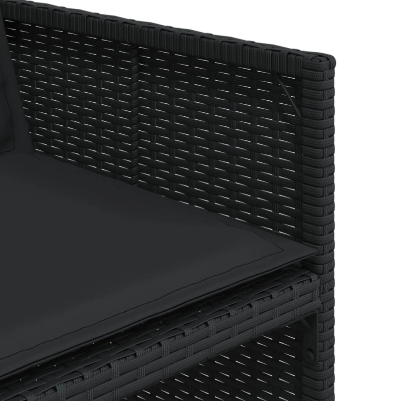 vidaXL 13-daļīgs dārza mēbeļu komplekts ar matračiem, melns PE