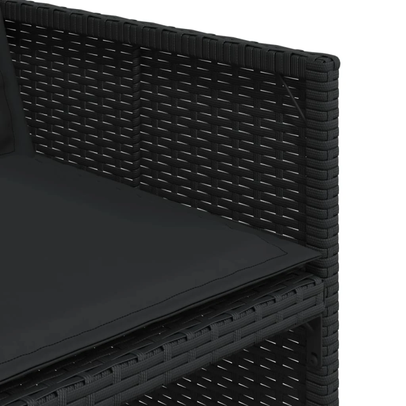 vidaXL 15-daļīgs dārza mēbeļu komplekts ar matračiem, melns PE