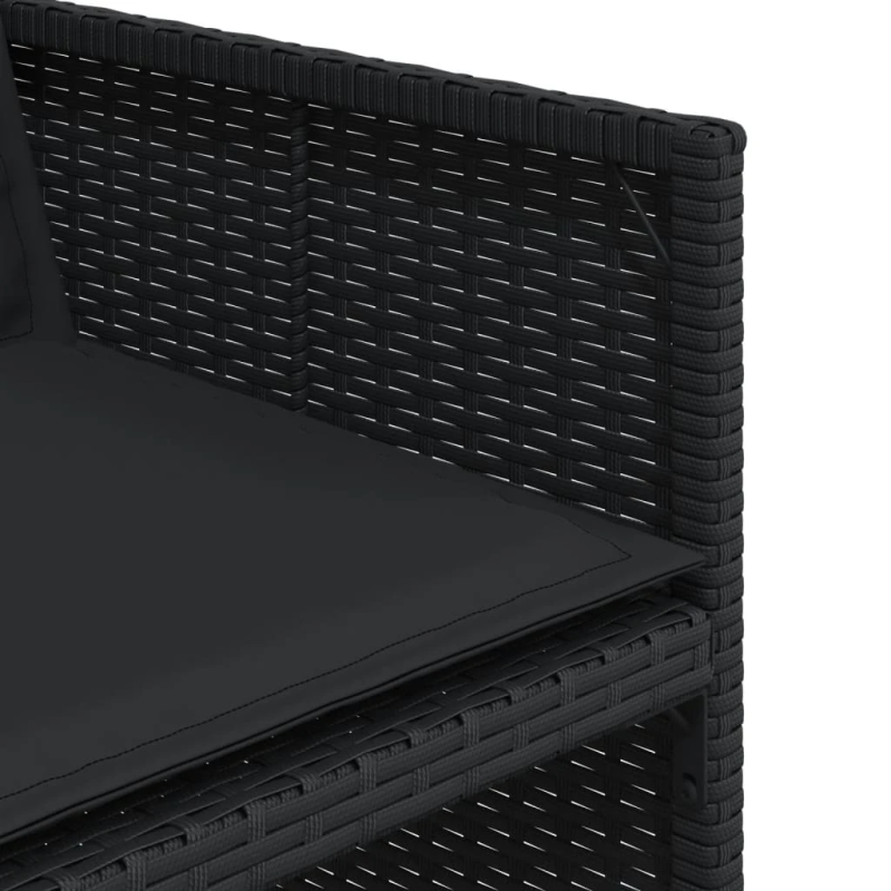 vidaXL 11-daļīgs dārza mēbeļu komplekts, matrači, melna PE rotangpalma