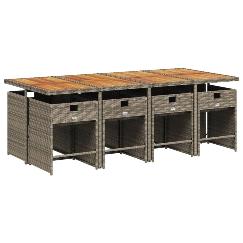 vidaXL 9-daļīgs dārza mēbeļu komplekts ar matračiem, PE rotangpalma