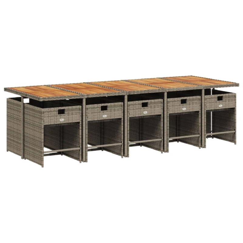 vidaXL 11-daļīgs dārza mēbeļu komplekts ar matračiem, PE rotangpalma