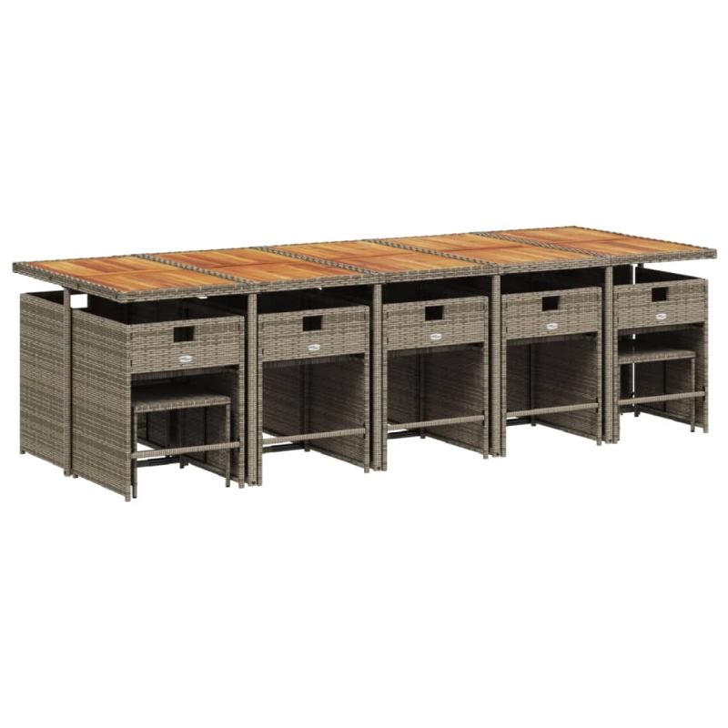 vidaXL 15-daļīgs dārza mēbeļu komplekts ar matračiem, PE rotangpalma