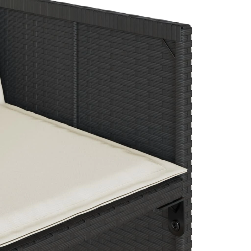 vidaXL 15-daļīgs dārza mēbeļu komplekts ar matračiem, melns PE