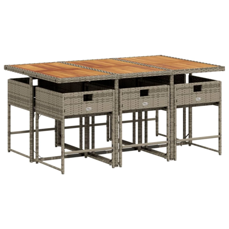 vidaXL 7-daļīgs dārza mēbeļu komplekts, matrači, pelēka PE rotangpalma