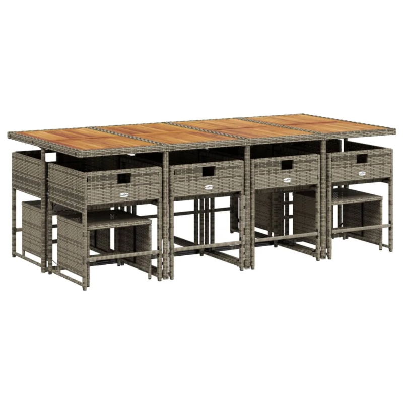 vidaXL 13-daļīgs dārza mēbeļu komplekts ar matračiem, pelēks PE