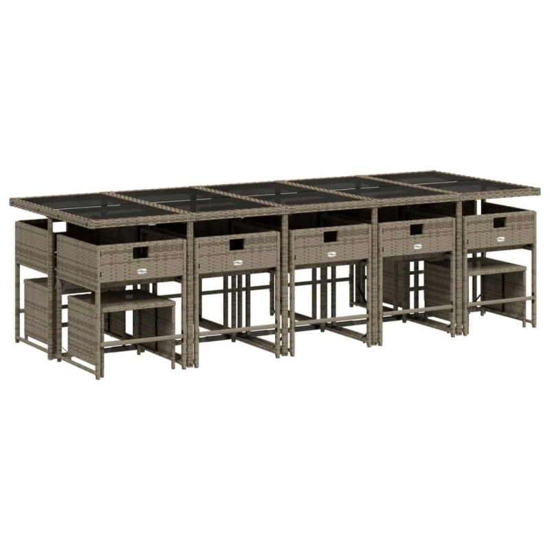 vidaXL 15-daļīgs dārza mēbeļu komplekts ar matračiem, PE rotangpalma