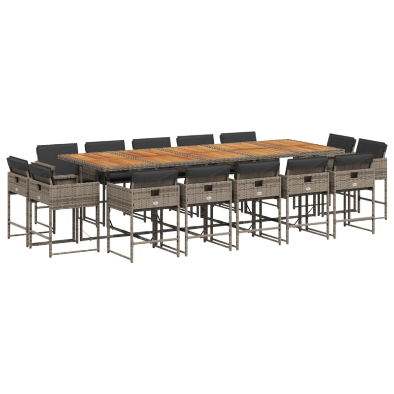 vidaXL 15-daļīgs dārza mēbeļu komplekts ar matračiem, PE rotangpalma