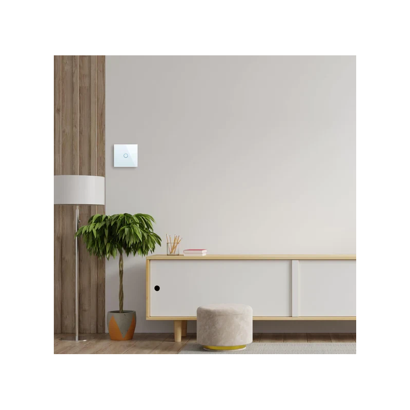 Spring One Gang, One Way Touch Switch, Glass White