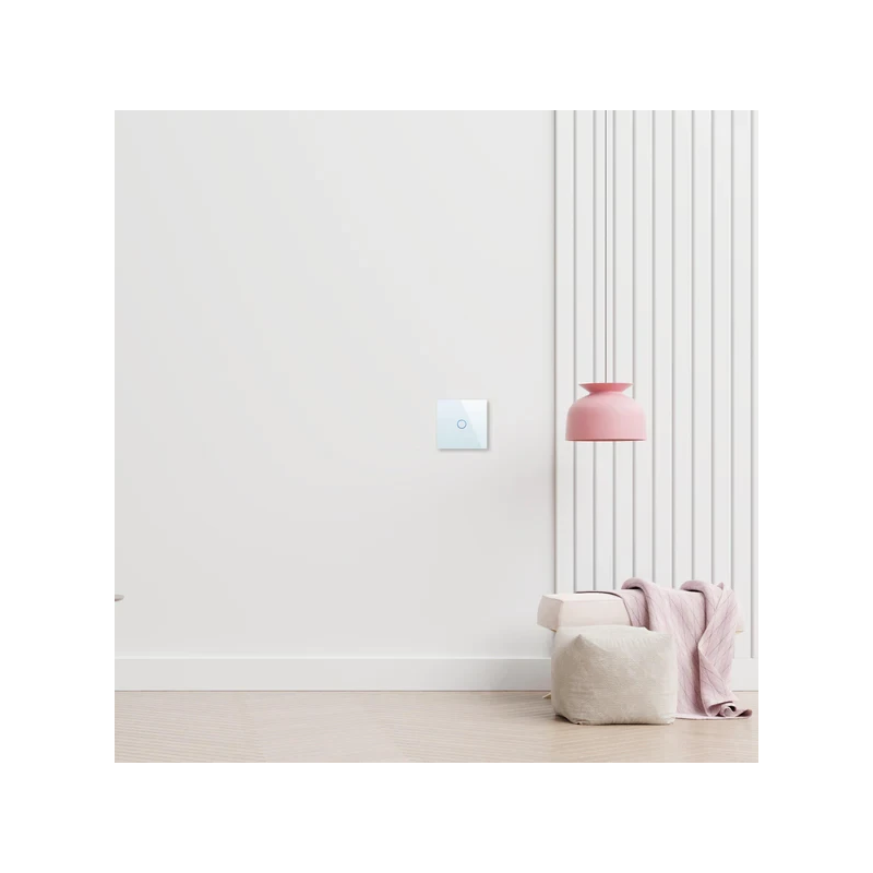 Spring One Gang, One Way Touch Switch, Glass White