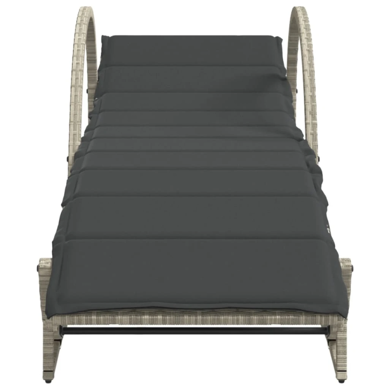 vidaXL sauļošanās zviļņi 2gab ar matračiem gaiši pelēka PE rotangpalma