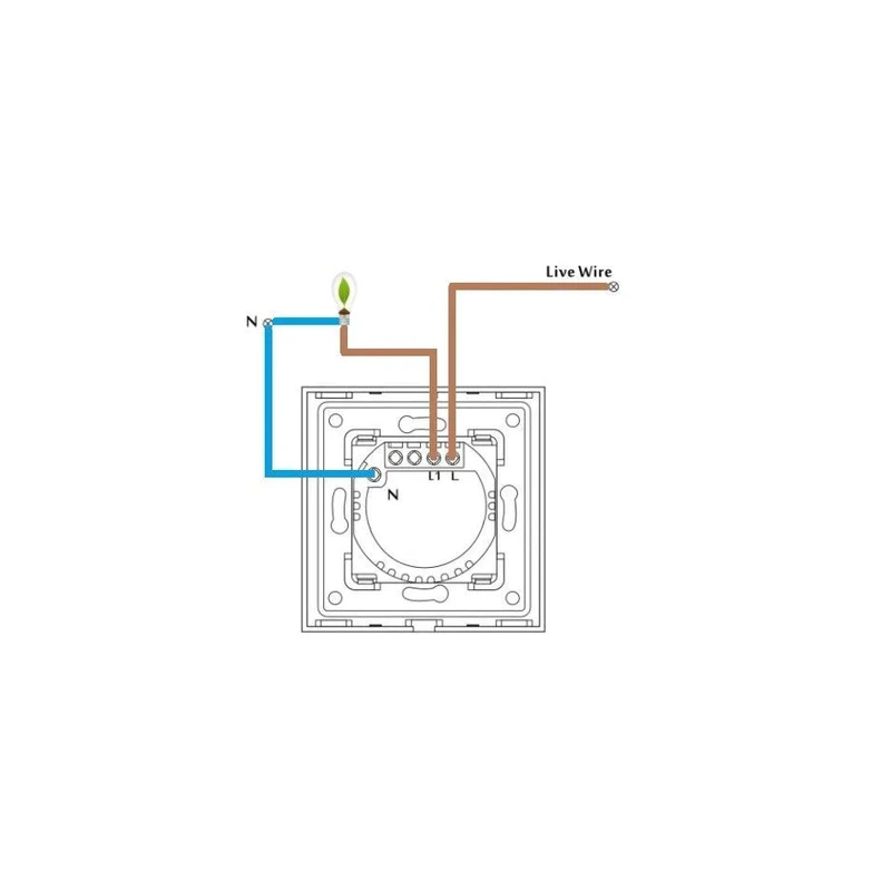 Spring One Gang, One Way Touch Switch, Glass Black