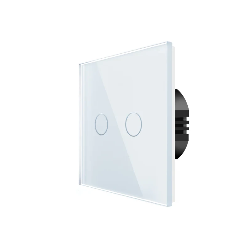 Spring Two Gang, One Way Touch Switch, Glass White