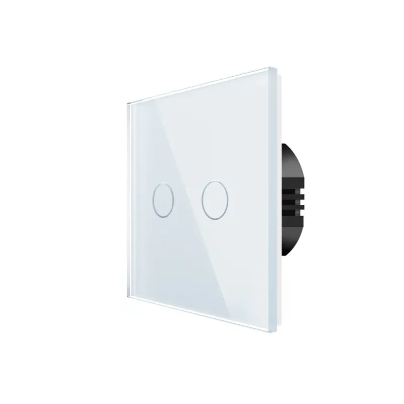 Spring Two Gang, One Way Touch Switch, Glass White