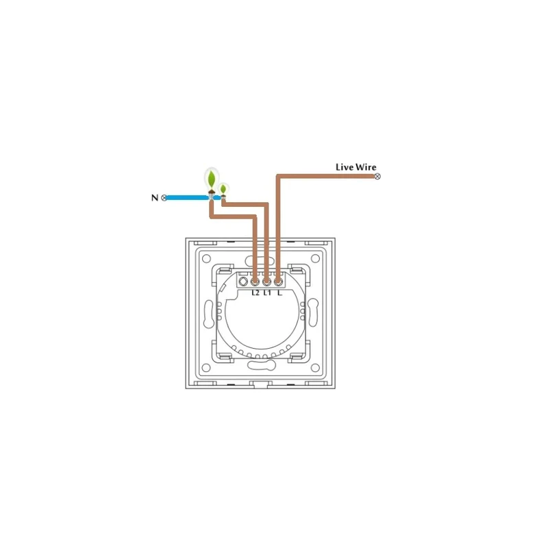 Spring Two Gang, One Way Touch Switch, Glass White