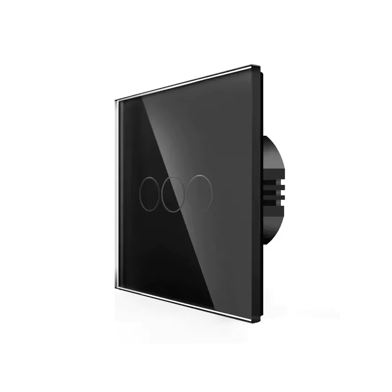 Spring Three Gang, One Way Touch Switch, Glass Black