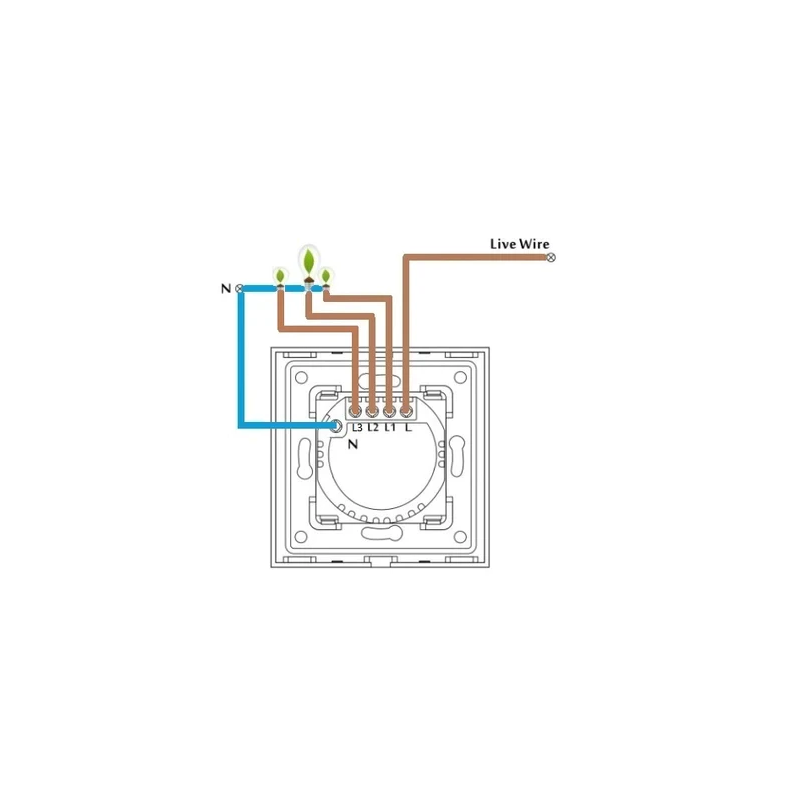 Spring Three Gang, One Way Touch Switch, Glass Black