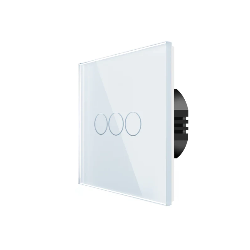 Spring Three Gang, One Way Touch Switch, Glass White