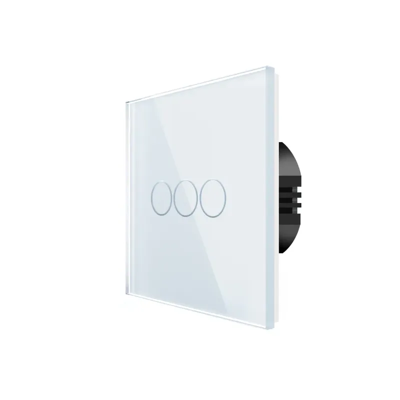 Spring Three Gang, One Way Touch Switch, Glass White