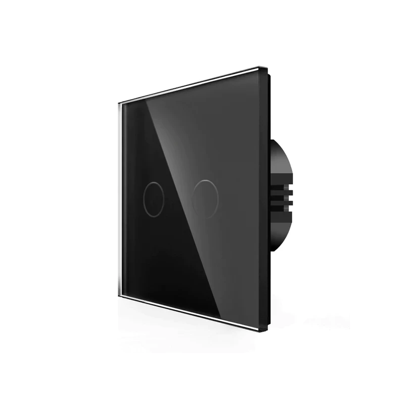 Spring Two Gang, One Way Touch Switch, Glass Black