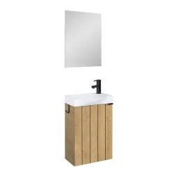 Pakabinama vonios spintelė su veidrodžiu Masterjero Lamello, ruda sp., 46 cm x 34 cm x 68 cm