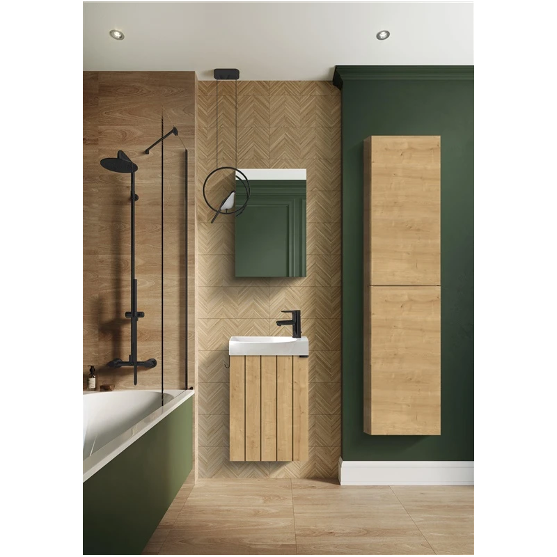 Pakaramā vannas skapītis ar spoguli Masterjero, brūna, 46x34x68 cm