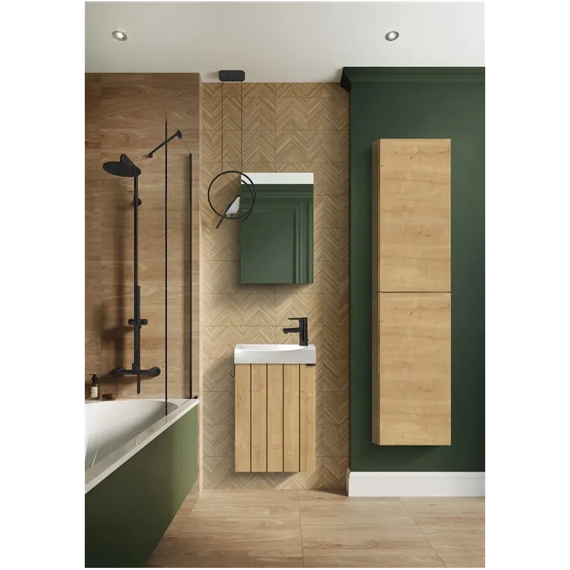 Piekarināms vannas istabas skapis ar spoguli Masterjero Lamello, brūna, 46 cm x 34 cm x 68 cm