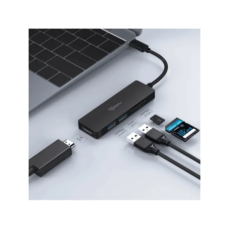 Sbox TCA-51 USB Type-C- HDMI-USB-3.0-SD+TF
