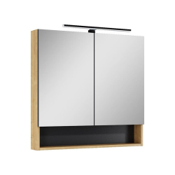 Pakaramais vannas skapis ar spoguli Lamello, brūns, 18.8x80x79.7 cm