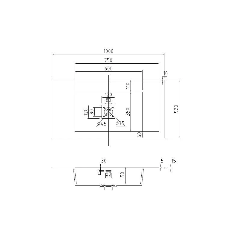Izlietne uzliekama mh026 -100 ar vārstu
