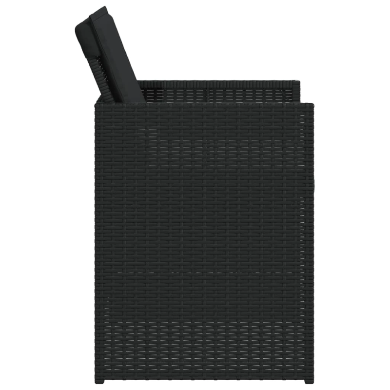 vidaXL dārza krēsli, 4 gab., ar matračiem, PE rotangpalma, melni