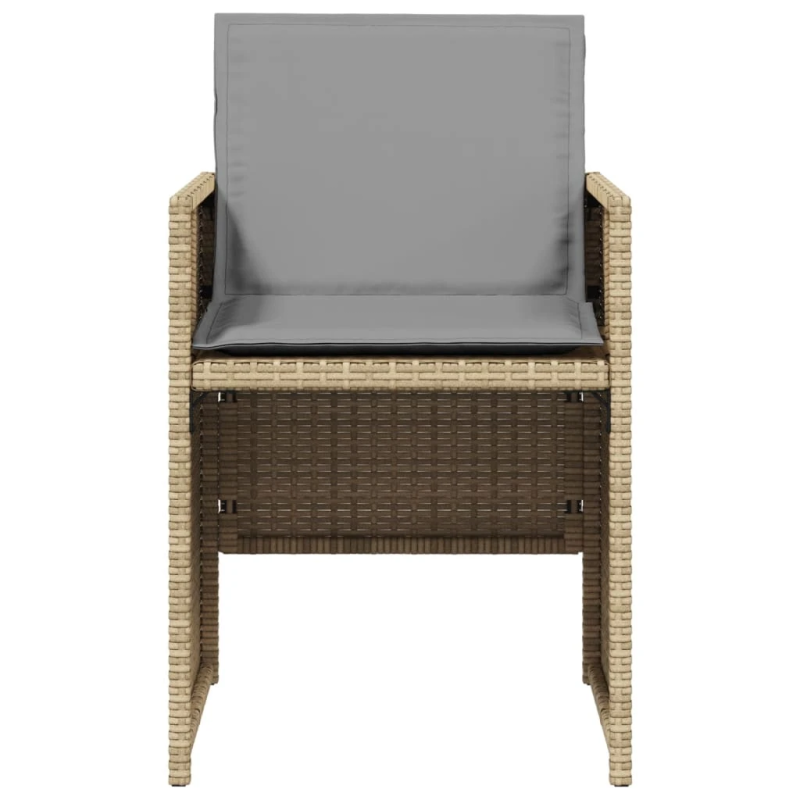 vidaXL dārza krēsli ar matračiem, 4 gab., bēša polietilēna rotangpalma