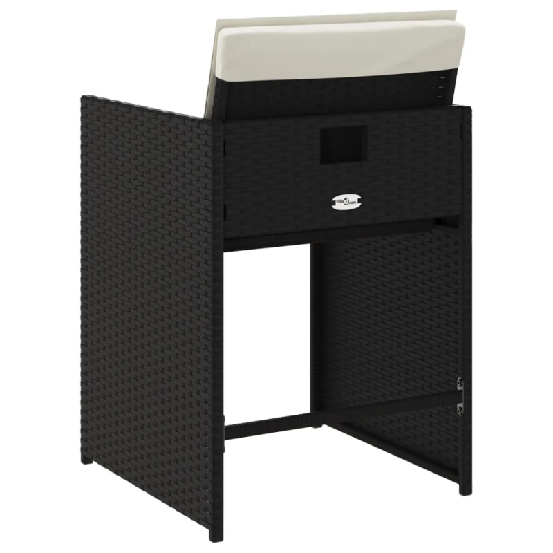 vidaXL dārza krēsli, 4 gab., ar matračiem, PE rotangpalma, melni