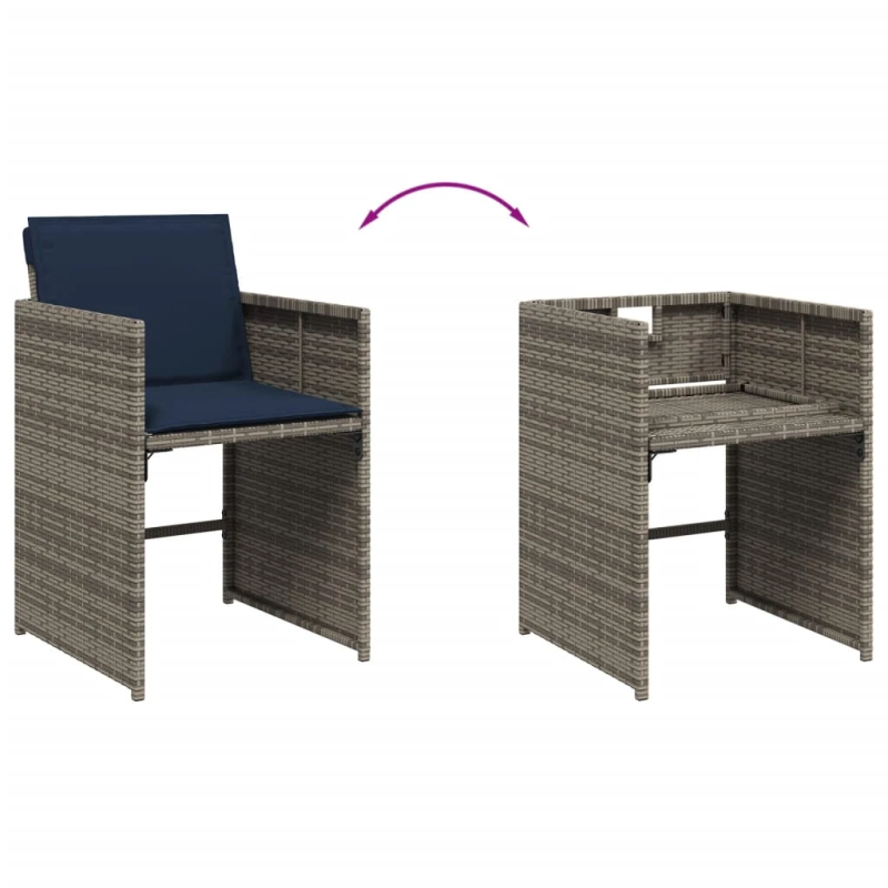 vidaXL dārza krēsli ar matračiem, 4 gab., pelēka PE rotangpalma