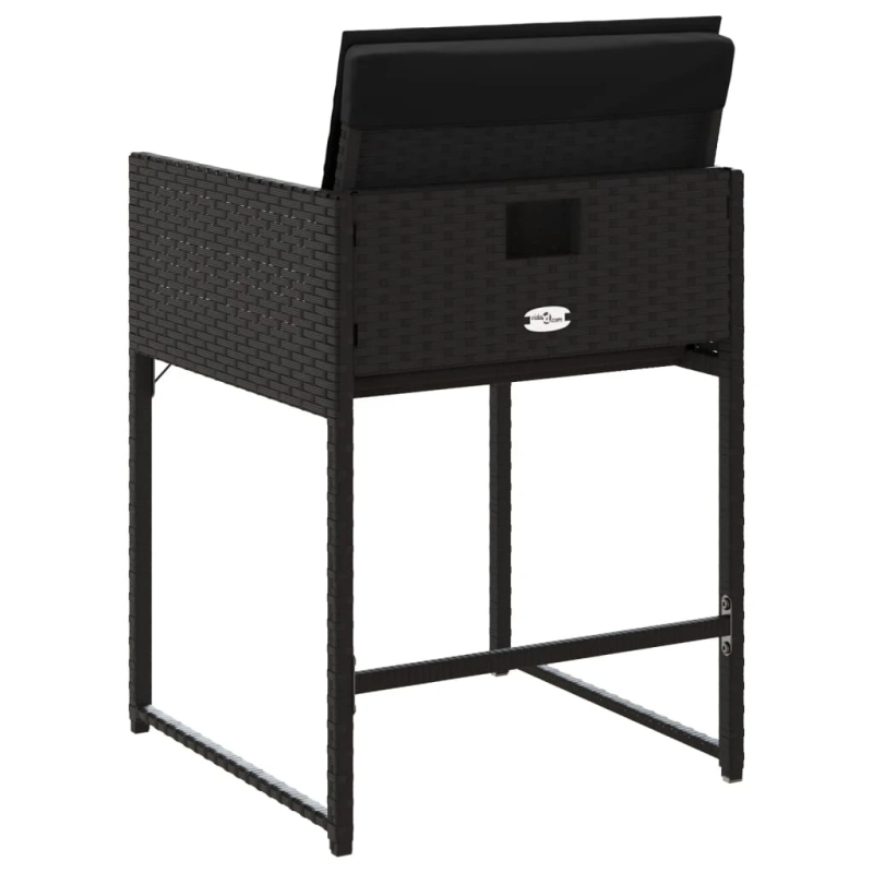 vidaXL dārza krēsli, 4 gab., ar matračiem, PE rotangpalma, melni