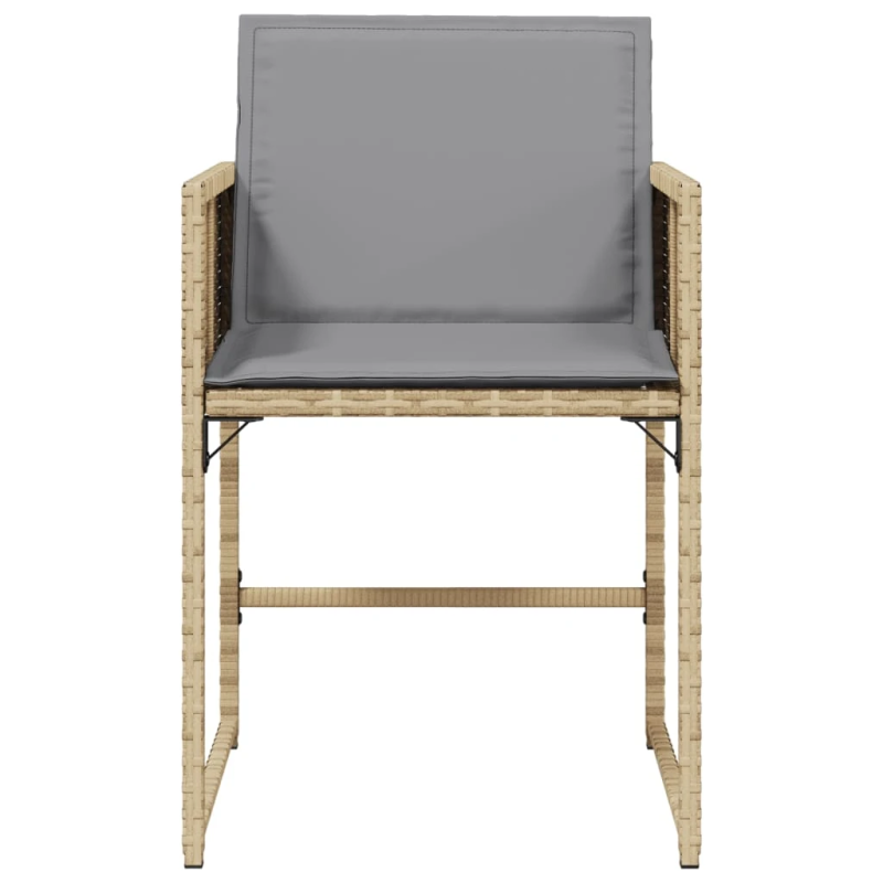 vidaXL dārza krēsli ar matračiem, 4 gab., bēša polietilēna rotangpalma