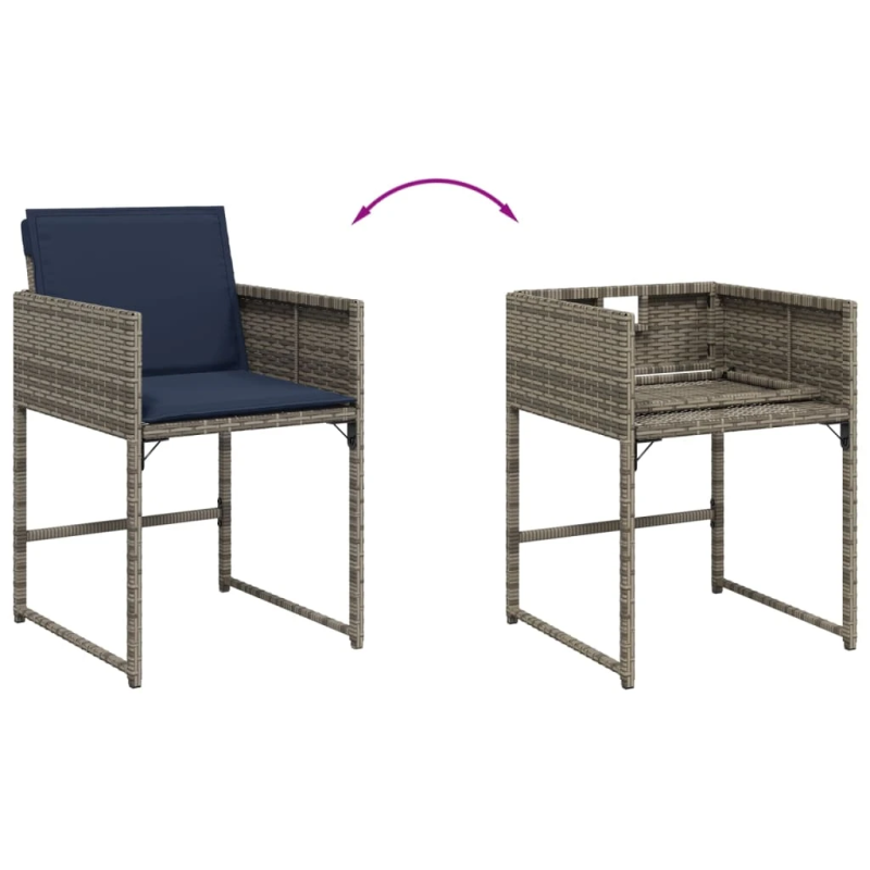 vidaXL dārza krēsli ar matračiem, 4 gab., pelēka PE rotangpalma