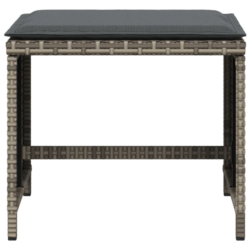 vidaXL dārza soli ar matračiem, 4 gab., pelēki, 40x40x35 cm, PE pinums