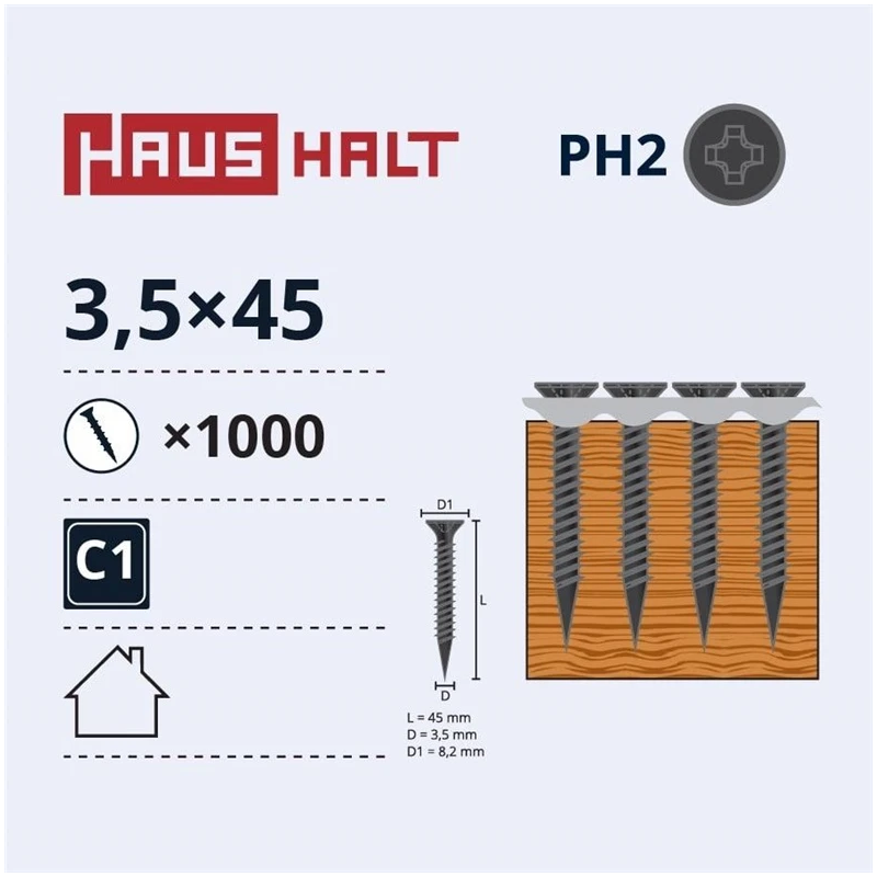 Kokskrūves ģ.lentē 3.5x45 kok 1000gab
