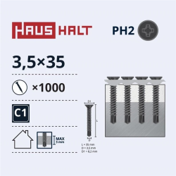 Kokskrūves ģ.len 3.5x35 met.urb 1000gab