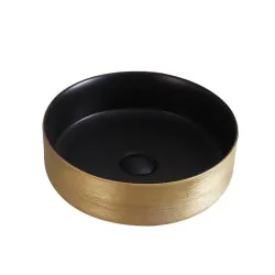 Умывальник для ванной комнаты Domoletti, 36 см x 36 см x 12 см, золотой-черный