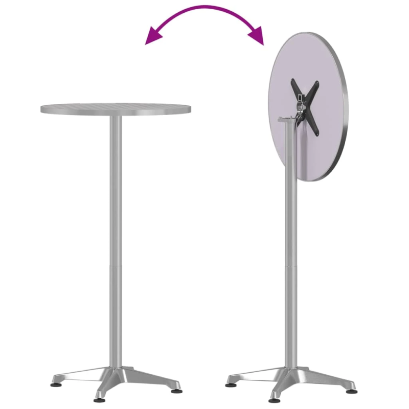 vidaXL āra bāra galds, regulējams, DIA59,5x70-114,5 cm, alumīnijs