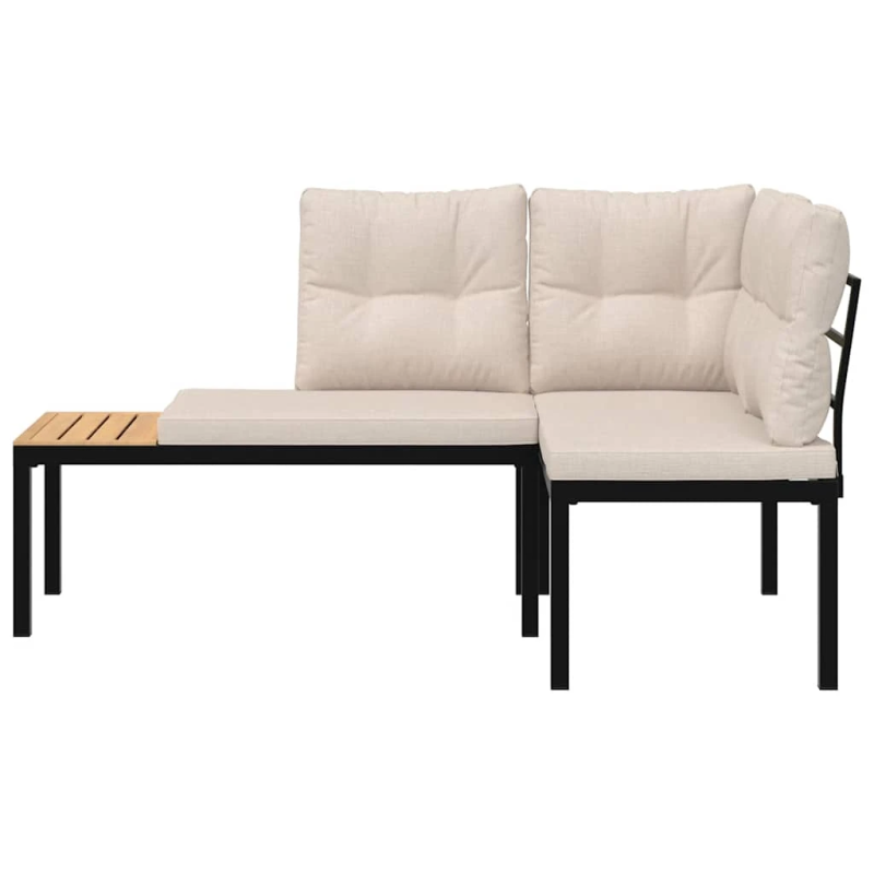 vidaXL dārza soli ar spilveniem, 2 gab., melni, pulverkrāsots tērauds