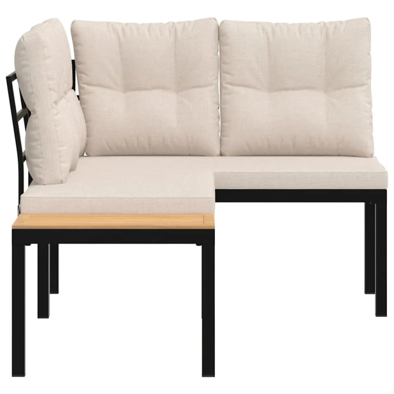 vidaXL dārza soli ar spilveniem, 2 gab., melni, pulverkrāsots tērauds