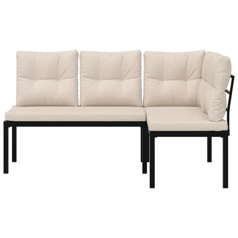 vidaXL dārza soli ar spilveniem, 2 gab., melni, pulverkrāsots tērauds