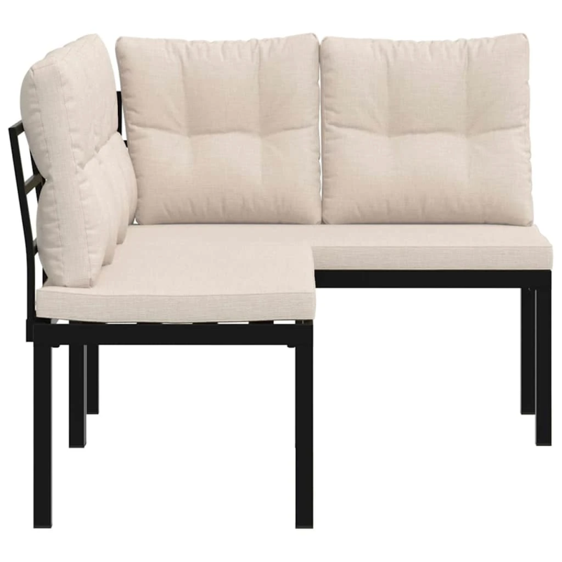 vidaXL dārza soli ar spilveniem, 2 gab., melni, pulverkrāsots tērauds